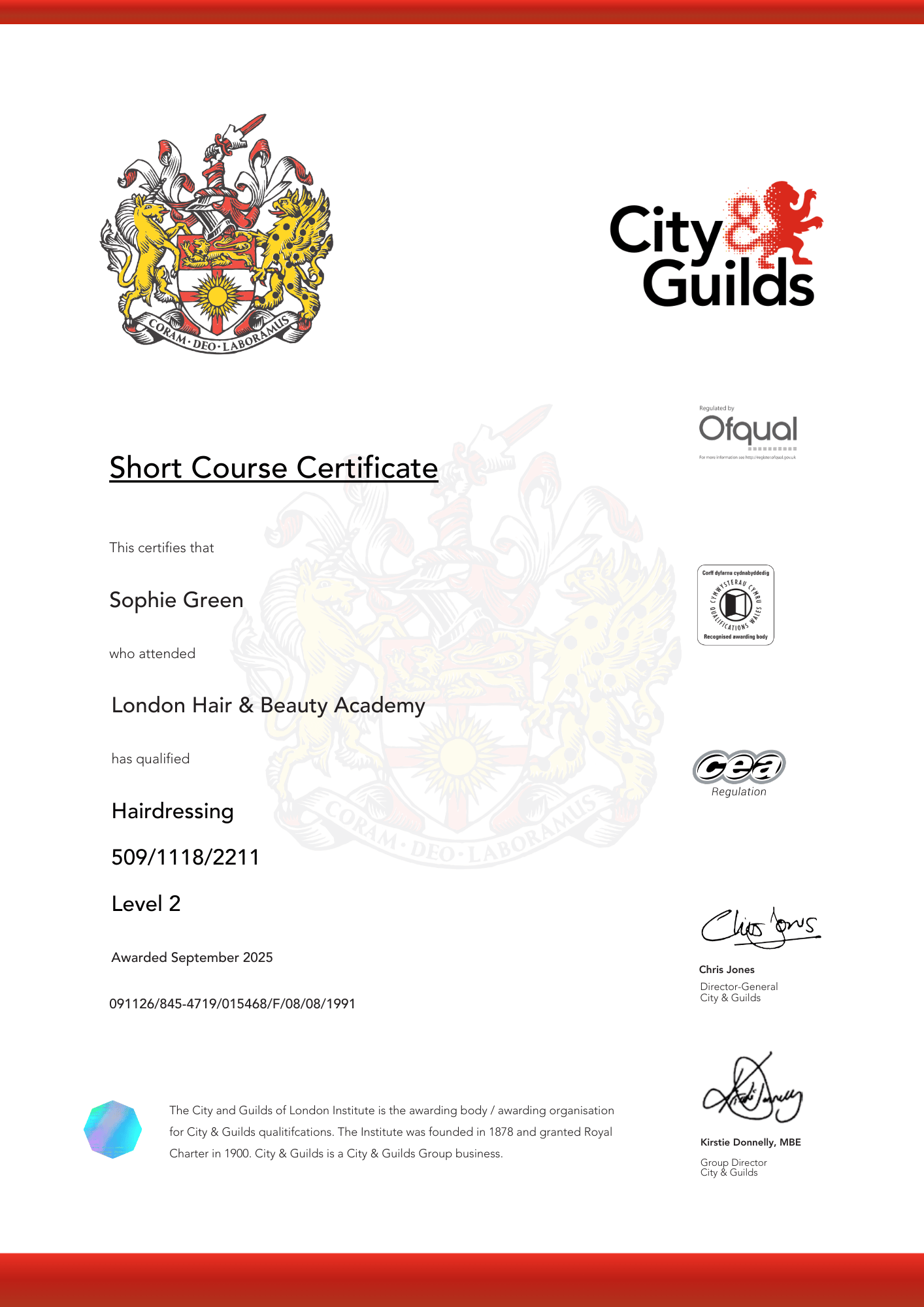 Professional City & Guilds Certificate Template with Minimalistic Border